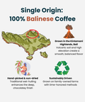Infographic for 100% single origin Balinese coffee with information about the coffee farming community