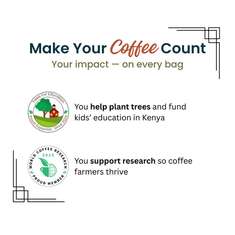 Promotional infographic for SipSation's social impact  programs- planting trees, funding kids' education, and supporting farmer-driven coffee research.